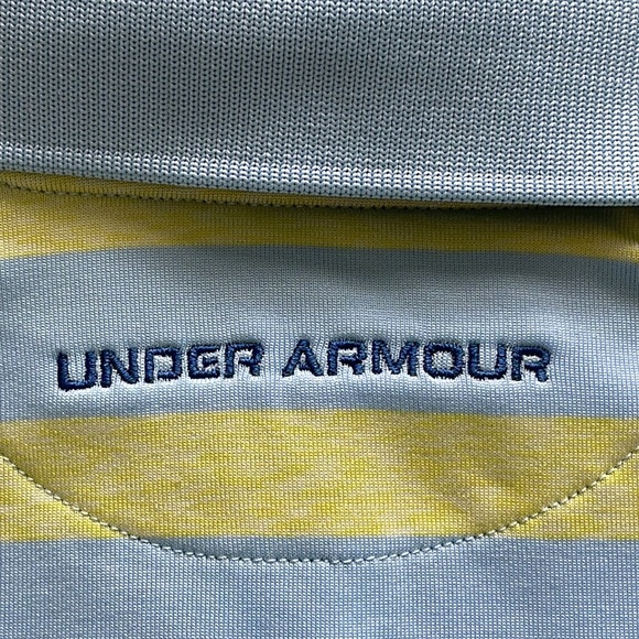 Youth Under Armour HeatGear Blue and Yellow Striped Golf Shirt-Y Large - Picture 5 of 9